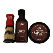 Zestaw pędzel Omega i RasoZero Delicate Aloe Vera mydło w tyglu i aftershave (czerwony)