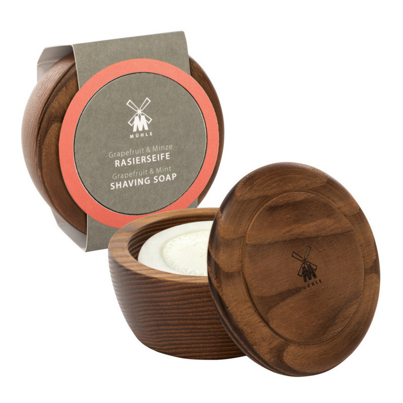 Muhle Grejpfrut i Mięta mydło do golenia drewnianym tyglu 65g