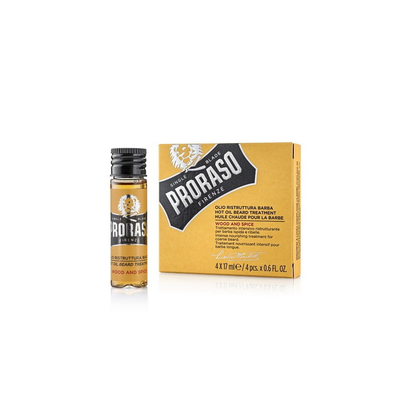 Proraso BEARD HOT OIL Wood & Spice olejek do brody i wąsów 4x17 ml